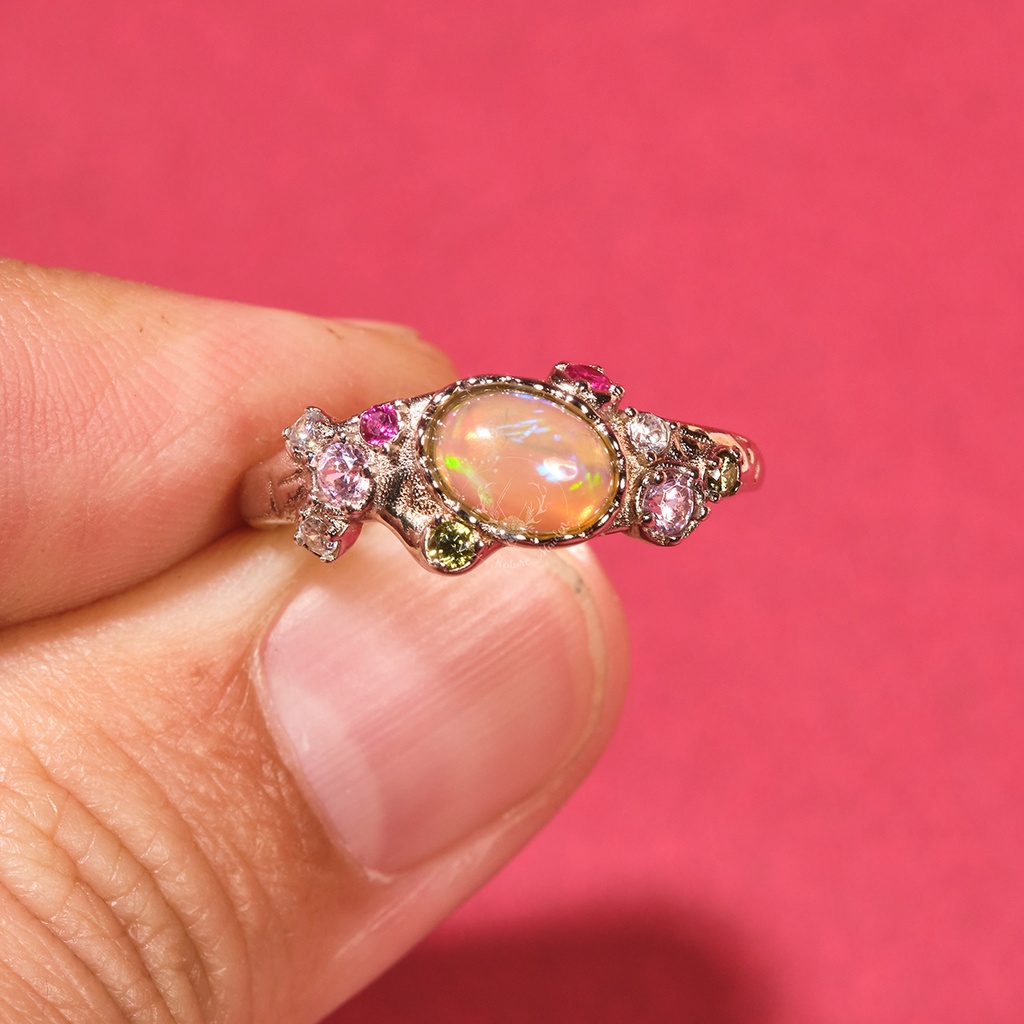 Nhẫn Nữ Đá Opal Thiên Nhiên Bạc 925