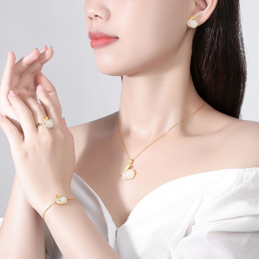 Bộ Trang SứC HợP Kim HìNh Thỏ ĐíNh Đá ThờI Trang