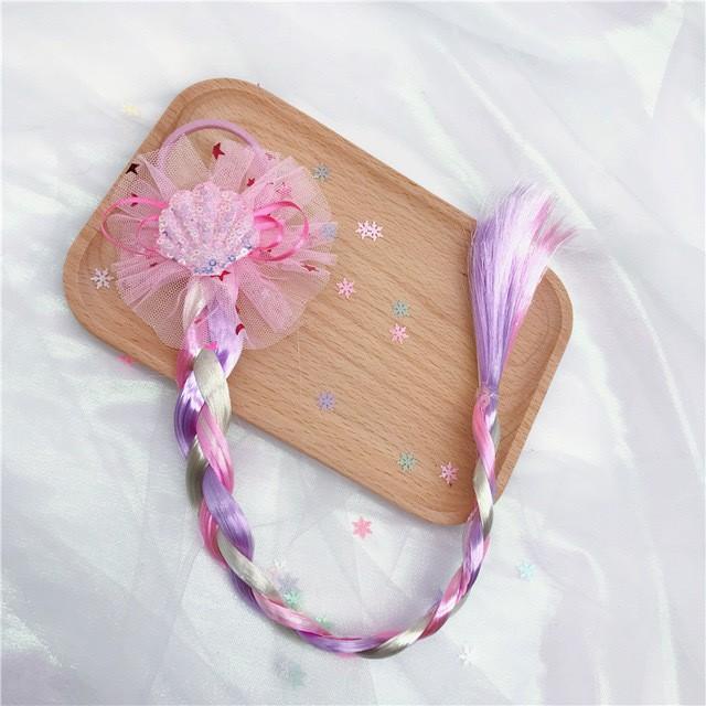 PVN57459 Dây Cột Kèm Tóc Nhân Tạo Nhiều Màu Kim Tuyến Lấp Lánh Cho Bé