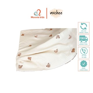 Chăn đắp cho bé Mochee tổ ong thêu gấu 90x120cm vải waffle cho bé sơ sinh thoáng khí