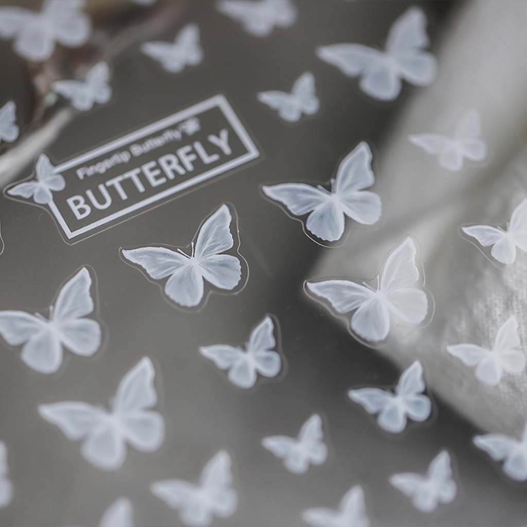 Miếng Dán Trang Trí Móng Tay Hình Bướm Màu Trắng Thông Dụng Dễ Sử Dụng Cho Nữ