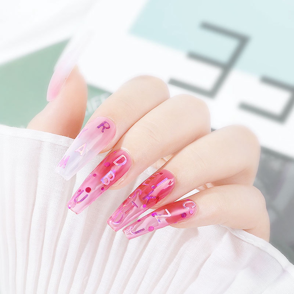 Sơn Móng Tay Siêu Mỏng Họa Tiết Trái Tim Đính Kim Sa Lấp Lánh Thời Trang Cho Nữ