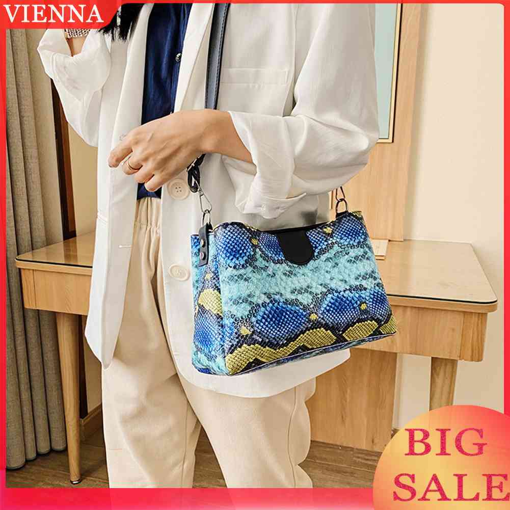 Túi Đeo Chéo Da PU Họa Tiết Da Rắn Thời Trang Cho Nữ