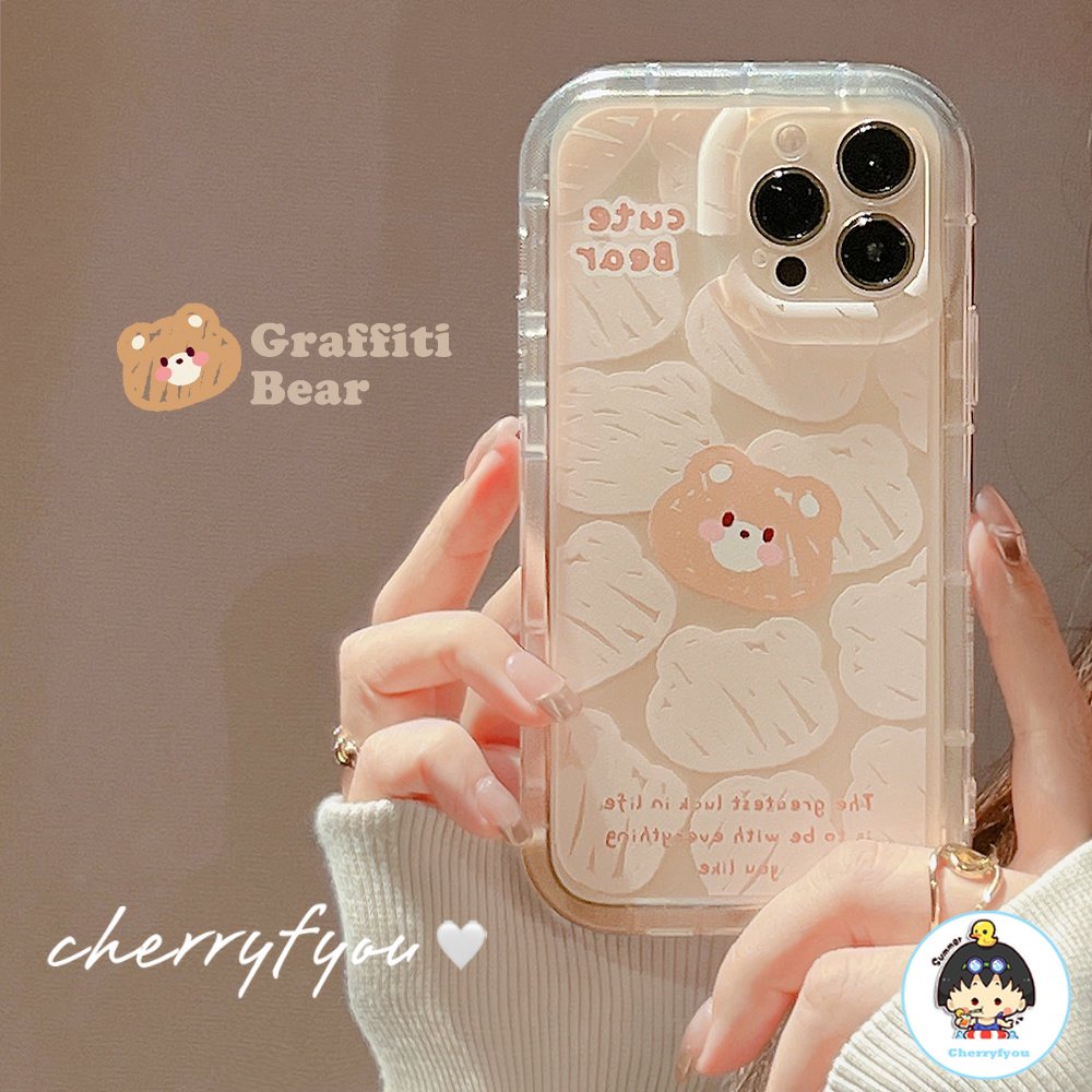 Ốp Điện Thoại TPU Mềm Hình Gấu Graffiti Có Đệm Khí Chống Sốc Cho IPhone 11 12 13 14 Pro Max 14 Plus