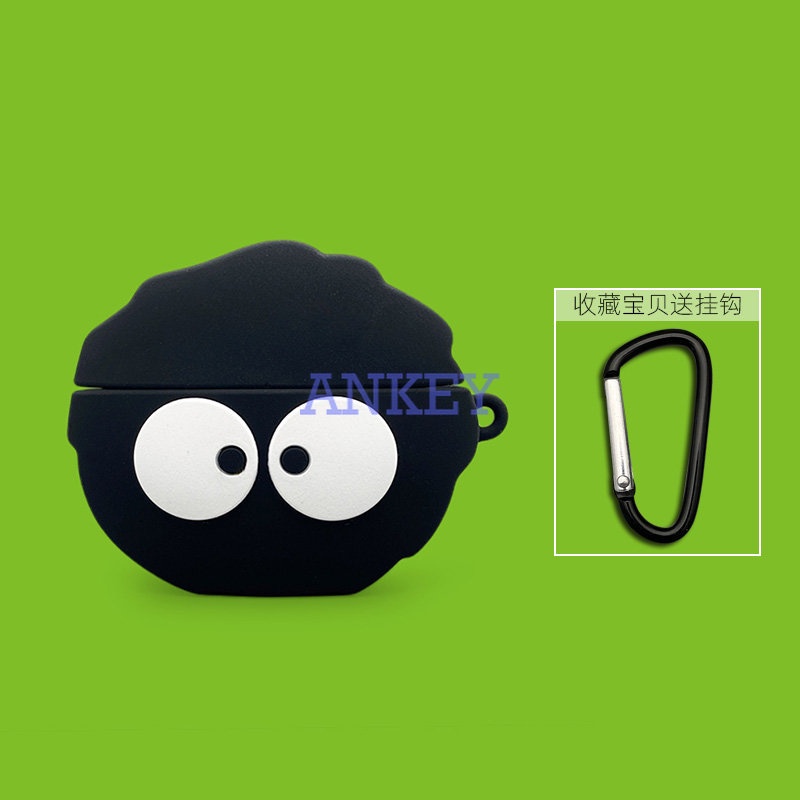 SoundPEATS Air 3 / Air 3 Deluxe /  Air3 Pro Cover Black Dinosaur Earphone Silicone Case Earbuds Waterproof Shockproof Soft Protective Headphone Cover Headset Skin with Hook