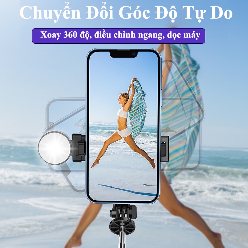 Gậy Chụp Ảnh 3 Chân Có Đèn Selfie B11s- Tripod Điện Thoại Kéo Dài 110cm Dùng Chụp Hình Livestream Quay Video - HOLOCOM