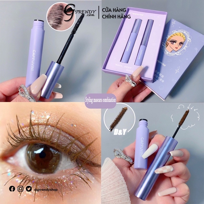 Mascara Chuốt Mi Cappuvini Lâu Trôi Chống Thấm Nước 2 Màu NÂU VÀ ĐEN GSLENS