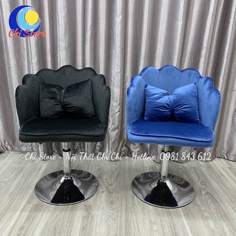 Ghế Trang Điểm Makeup Xoay, Ghế Tiểu Thư Vương Miện Làm Tóc Cao Cấp, Ghế Làm Việc Học Tập Kèm Gối Nơ Tuỳ Chỉnh 30-50cm