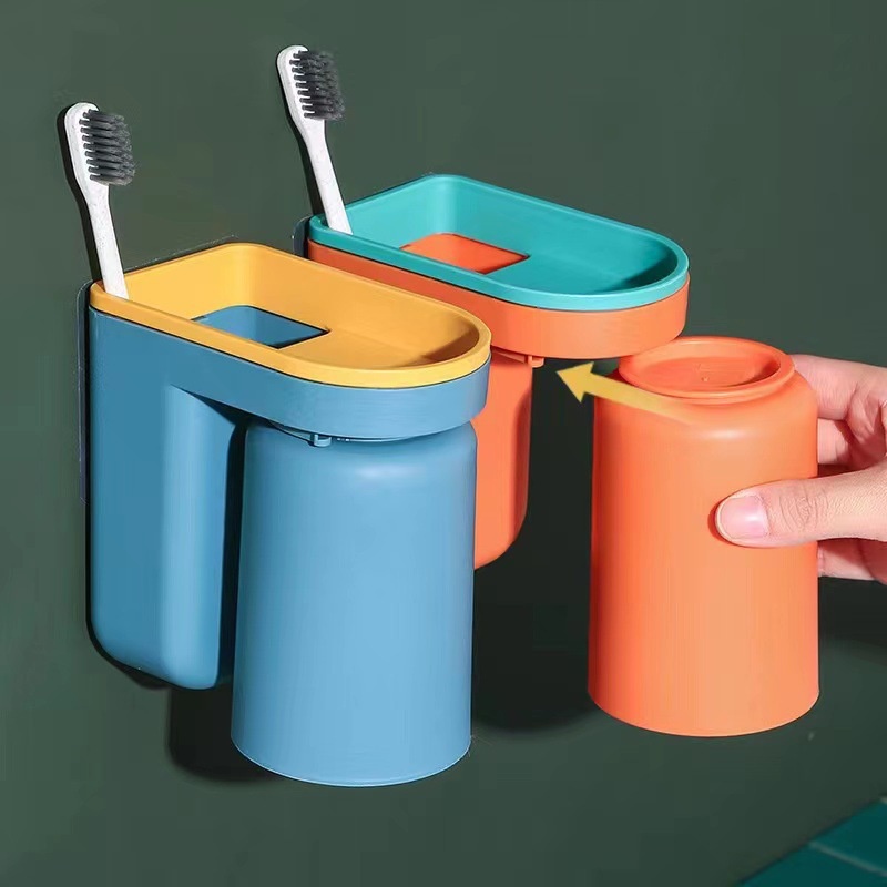 Giá Treo Bàn Chải Kèm Cốc Đặt Ngược Úp Ngược(Loại Dán Tường) - HÀNG MỚI VỀ