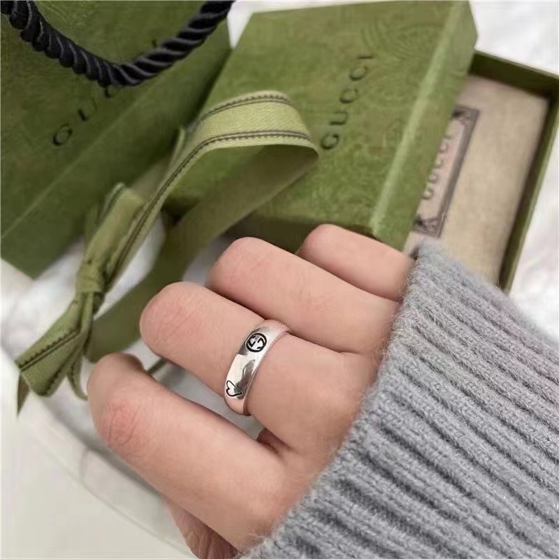 Nhẫn Đeo Tay Kích Thước 4/9mm Họa Tiết Chữ love/Hoa/Chim/Trái Tim Độc Đáo Cho Cặp Đôi