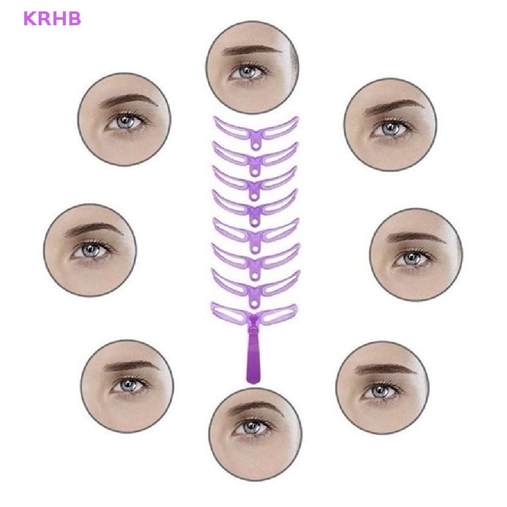Set 8 Khuôn Kẻ Lông Mày Có Tay Cầm Và Dây Đeo Có Thể Tái Sử Dụng Tiện Lợi