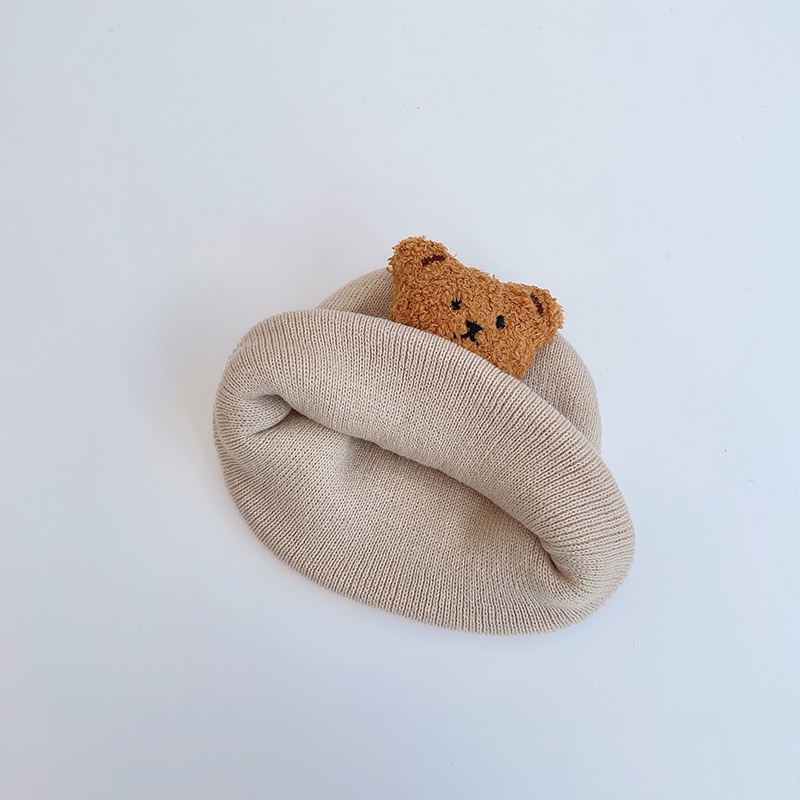 Mũ Len Co Giãn Hình Gấu Hoạt Hình Cho Bé