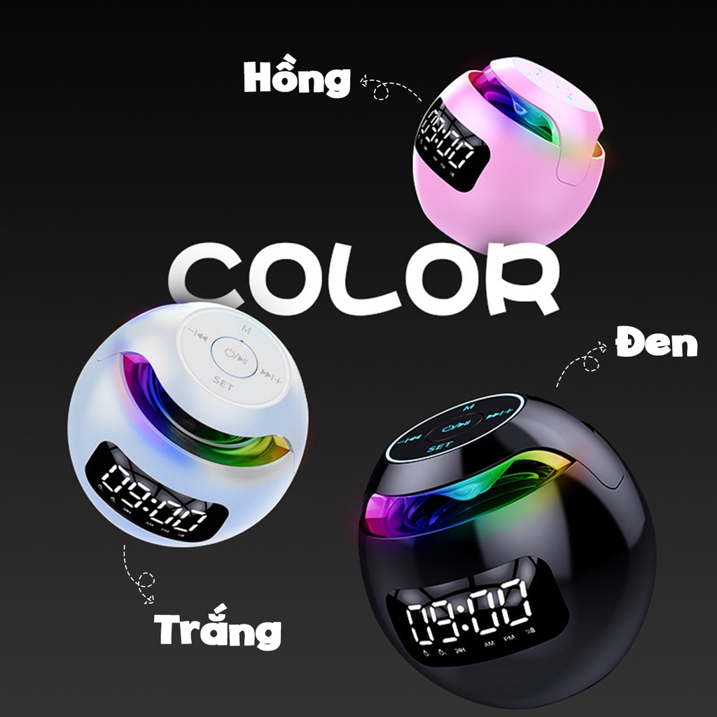 Loa Bluetooth Kiêm Đồng Hồ Báo Thức Sama G90S - Loa Bluetooth Siêu Bass Siêu Trầm Màn Hình Led Hiển Thị Giờ Và Pin