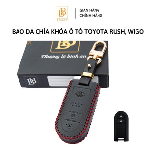 Bao da chìa khóa ô tô toyota rush 2019-2021, wigo at 2021-2022 boabay cao cấp bọc ốp bảo vệ chìa khóa