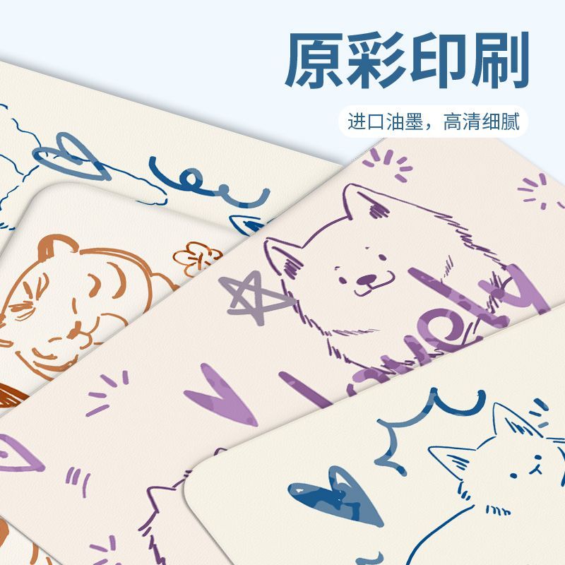 Miếng Lót Chuột / Bàn Phím Laptop Bằng Da Chống Trượt Hình Mèo Hoạt Hình Dễ Thương