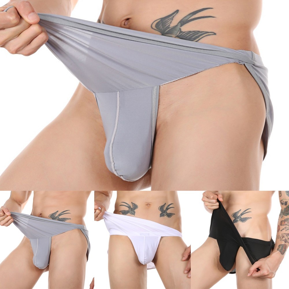 Men Sexy Ice Silk Comfy Breathable Soft Adult Underwear Briefs Shorts Underpants
