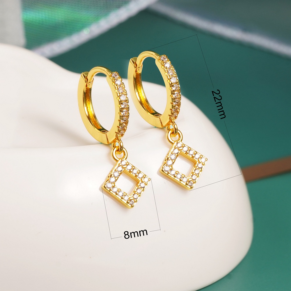 Khuyên Tai Tròn Mạ Vàng 18K Đính Đá Zircon Thời Trang