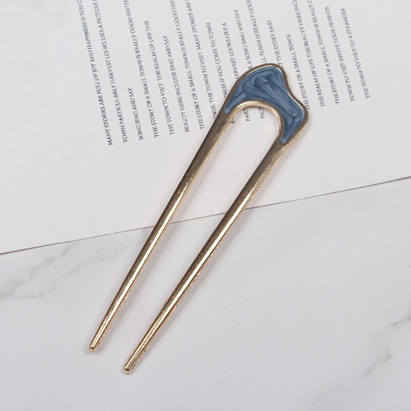 Trâm Cài Tóc Hình Chữ U Màu Vàng Phong Cách Cổ Điển Cho Nữ