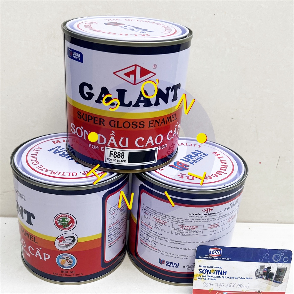 Sơn dầu bóng MÀU đen mờ F888 800ml - 1 lon - Galant BOARD BLACK (Tập Đoàn URAI - Thái Lan) Sử dụng cho gỗ, tôn, sắt thép