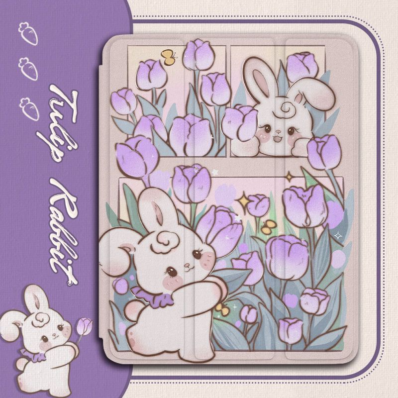 Bao Da Máy Tính Bảng Họa Tiết Hoa / Thỏ Dễ Thương Cho iPad Pro 2021 / 20 / 18 12.9-inch 2021 / 20 / 19 10.2-inch 2017 / 18 9.7-inch