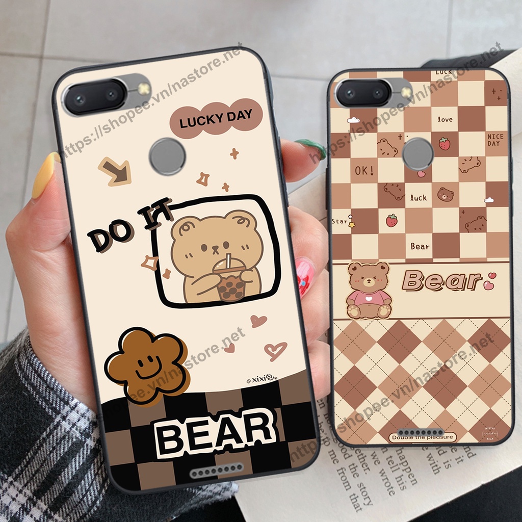 Ốp lưng Xiaomi Redmi 6 / Redmi 6A mẫu gấu hoạt hình mới nhất 2023 cute giá rẻ