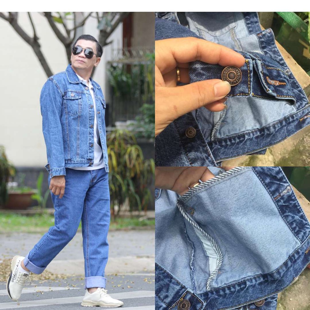 Áo khoác jean nam trung niên cao cấp, chất cotton 100% chính hãng, áo bò cho bố, GIAKHANGShop thời trang trung niên