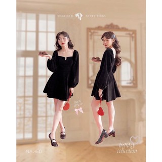 Váy nhung dài tay dáng xòe đính đá Naked by V - Luna Dress