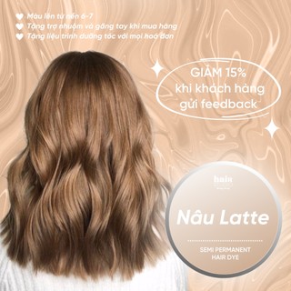 (Tặng Bodymist) Thuốc nhuộm tóc màu nâu latte không tẩy (tặng trợ nhuộm, găng tay)