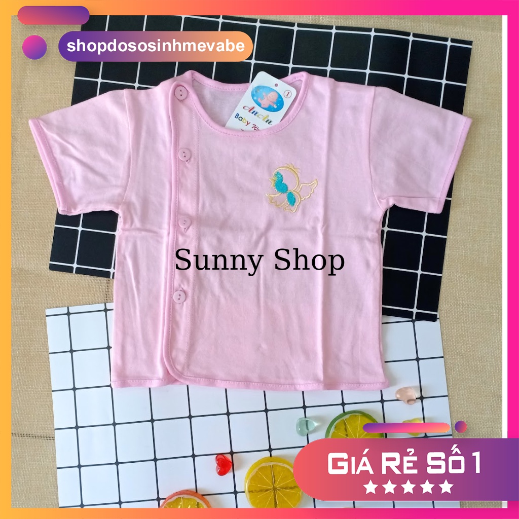 Áo sơ sinh MÀU BÁC SĨ tay NGẮN AN AN/ Áo cúc lệch em bé tay cộc