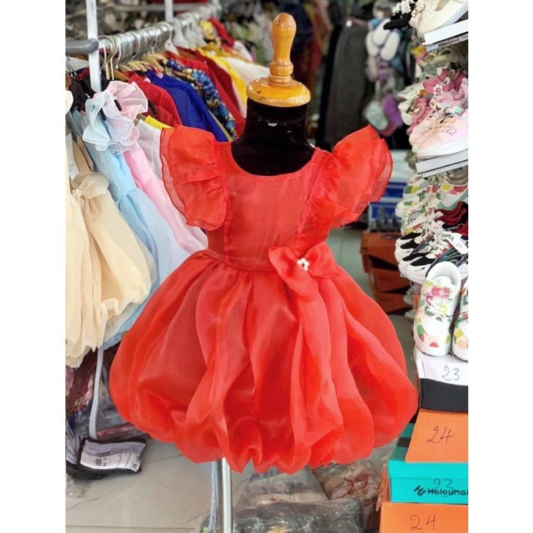 Đầm bí đỏ nơ 6-17kg