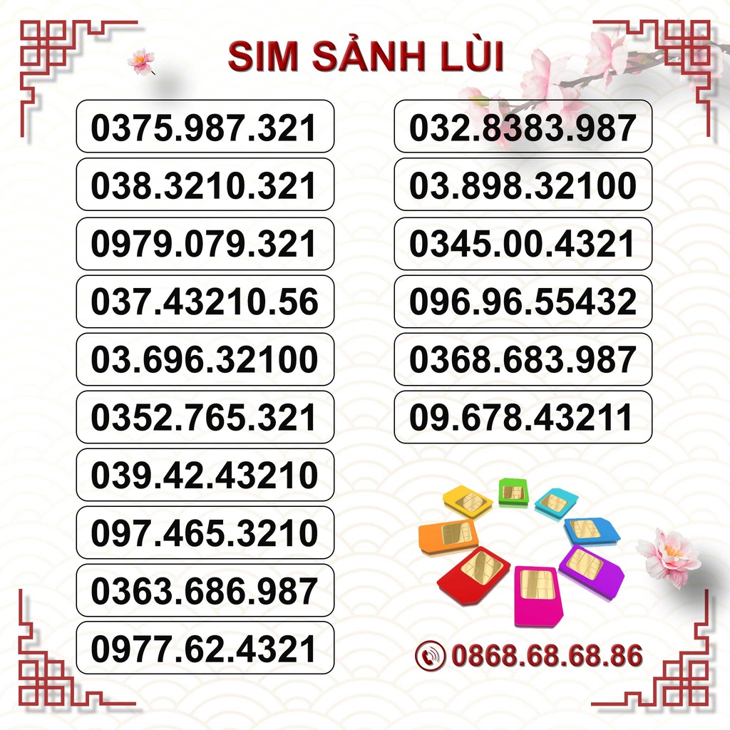 Sim Số Đẹp Sim Sảnh Lùi Vip, Sim Viettel Trả Trước, Hỗ Trợ Đăng Ký Chính Chủ Khi Nhận Sim