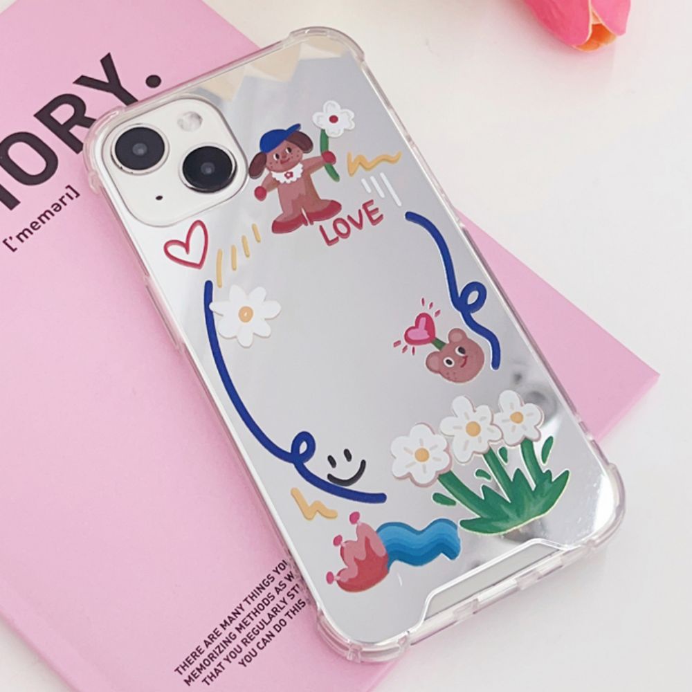 Ốp Điện Thoại TPU Mềm Tráng Gương Chống Sốc In Hình Vẽ Chó Doodle Thời Trang Cho IPhone 14 13 12 11 Pro Max