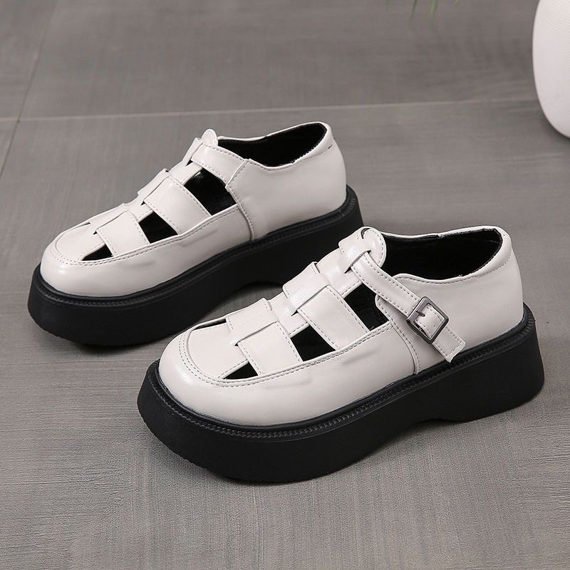 Dép Sandal Rọ Kín Mũi Cài Quai Đế Bánh Mì Phong Cách Hàn Quốc