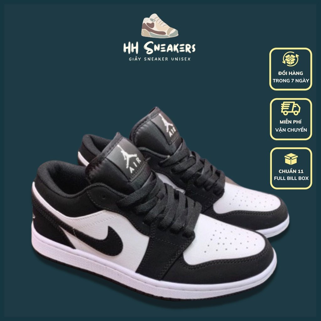 Giày Jordan thấp cổ màu đen trắng hàng 11 cao cấp - Giày thể thao nam nữ Jordan panda cổ thấp Full B