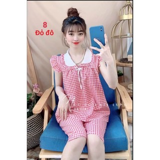 Bộ kate lụa, caro quần lững mặc nhà dễ thương - ảnh thật Shop tự chụp