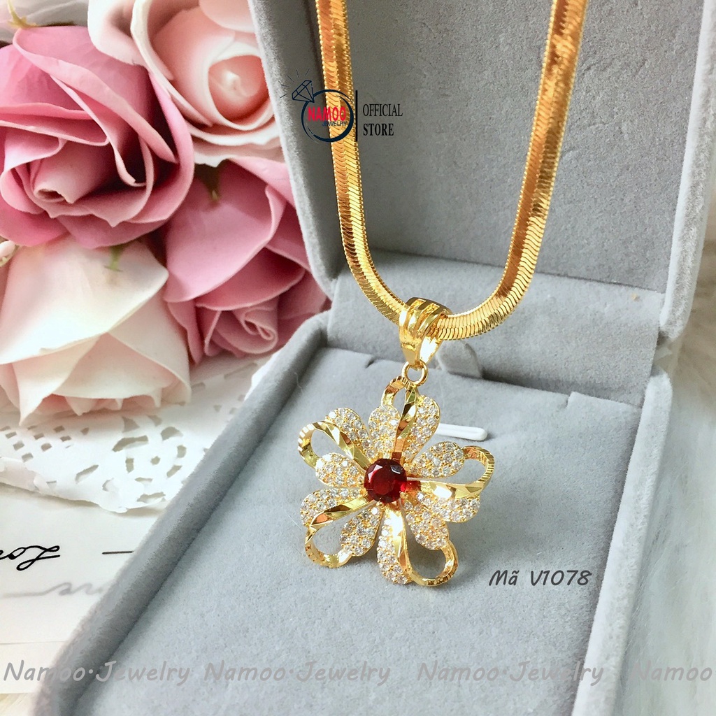 Dây Chuyền V1078 Kiểu Dáng Bông Hoa Đính Đá Cho Nữ Namoo Jerwelry
