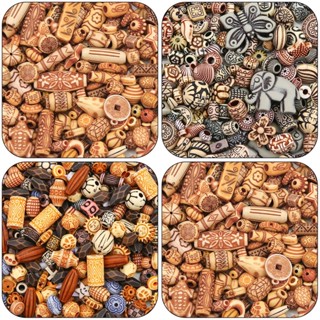 Giả Gỗ Acrylic Hạt Phong Cách Hỗn Hợp Màu Tự Làm Hạt Làm Vòng Tay Retro / Mặt Dây Chuyền Chất Liệu