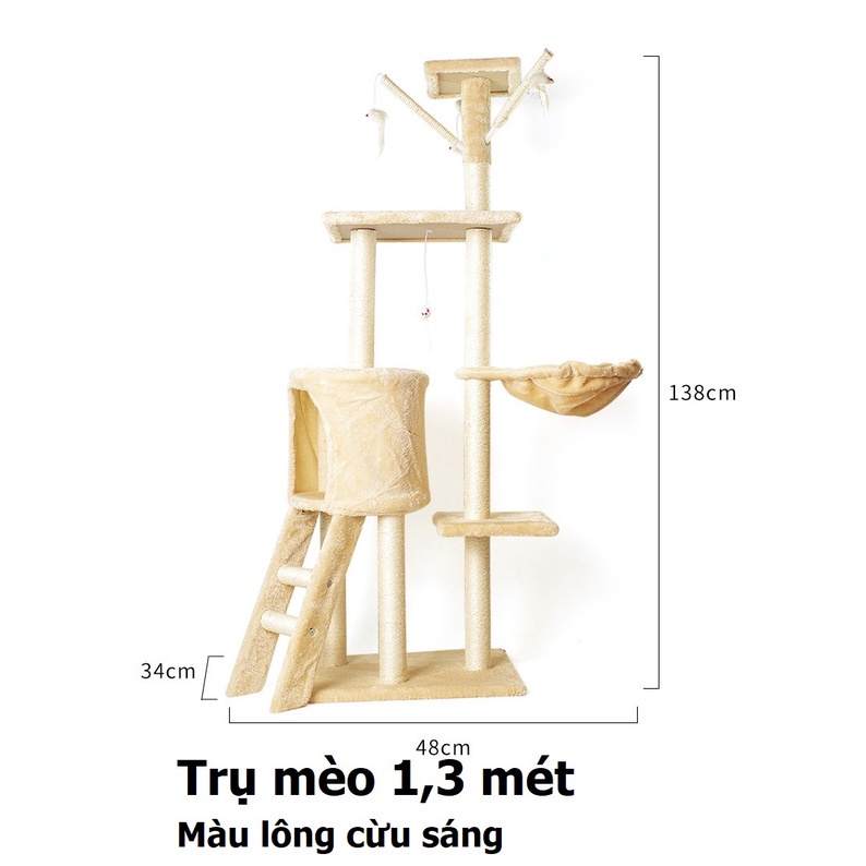 (Hàng hot) Trụ mèo nhiều bộ phận dạng nhà cây cats tree kiêm cào móng nhà mèo cho mèo chơi đùa