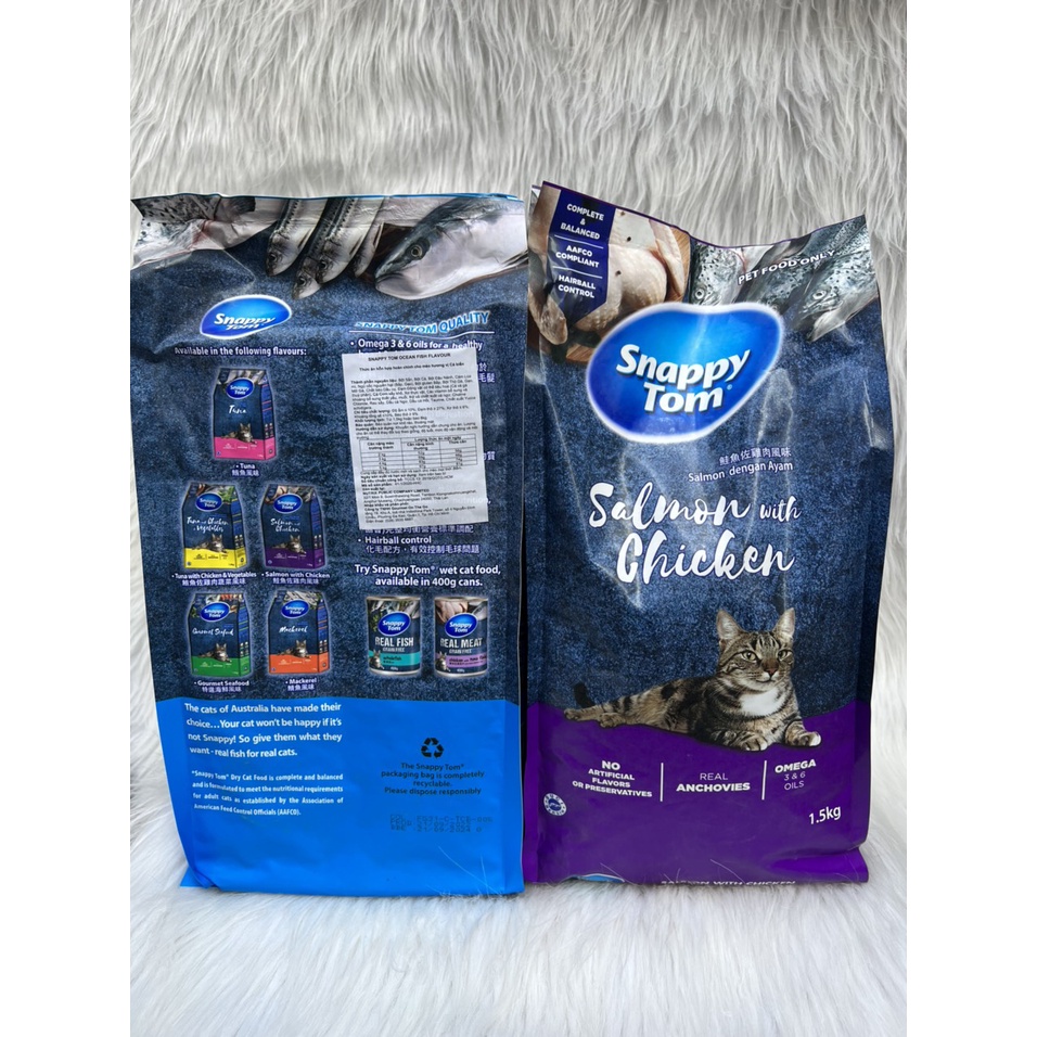Thức ăn cho mèo Snappy Tom 1,5kg, Thức ăn hạt khô