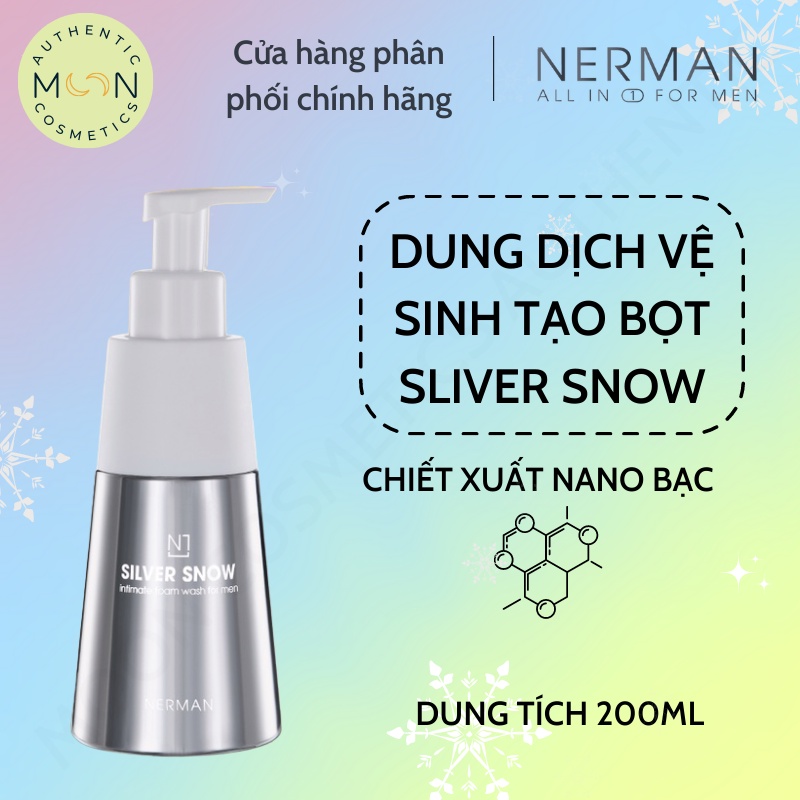 Dung Dịch Vệ Sinh Nam Giới Nerman - DDVS Silver Snow 200g Nano Bạc Tạo Bọt Hương Nước Hoa Cao Cấp - Chính Hãng