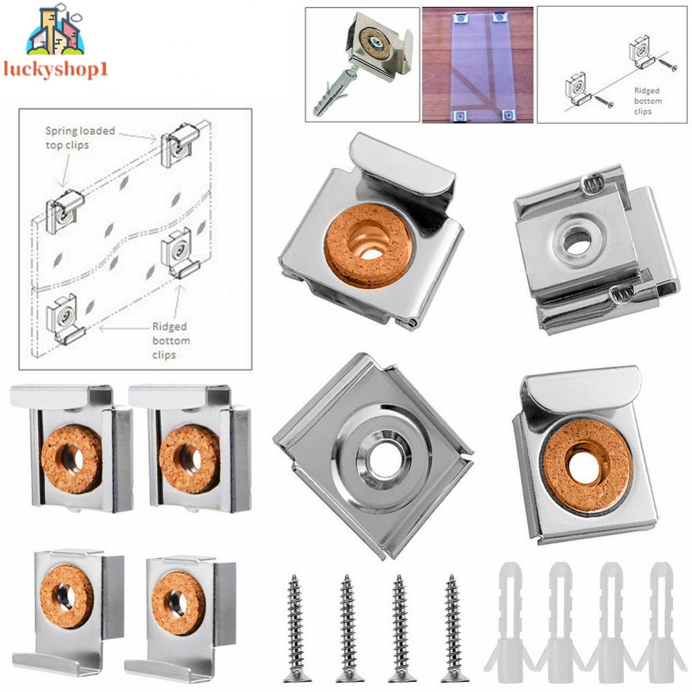 1 Bộ Kẹp Cố Định Gắn Tường Không Khung Bằng Chrome