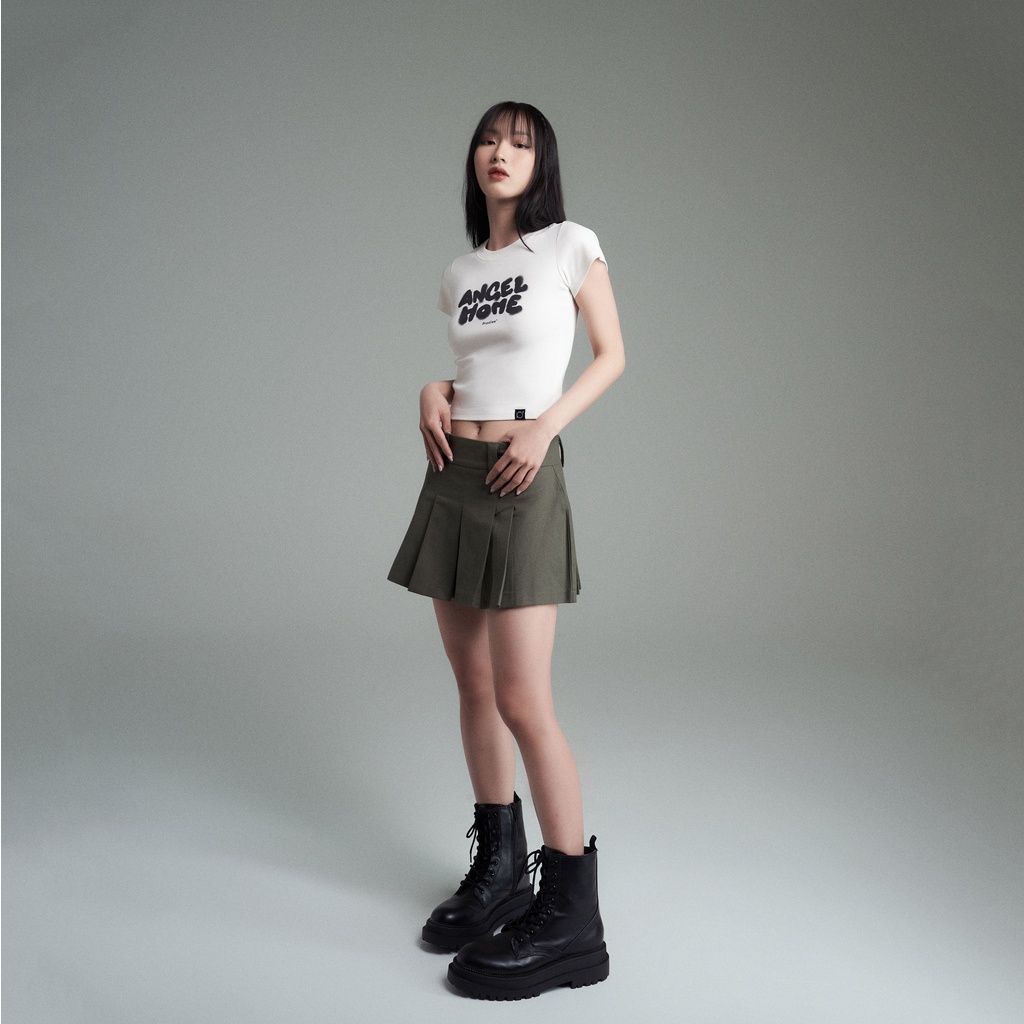 Chân Váy Kaki Xếp Ly PRADIES Low Waist