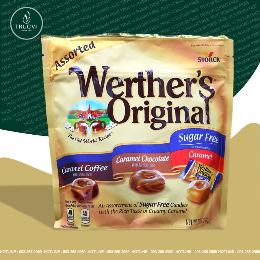 Kẹo caramel cứng mix 3 vị không đường WERTHER’S Original( ăn kiêng đường)
