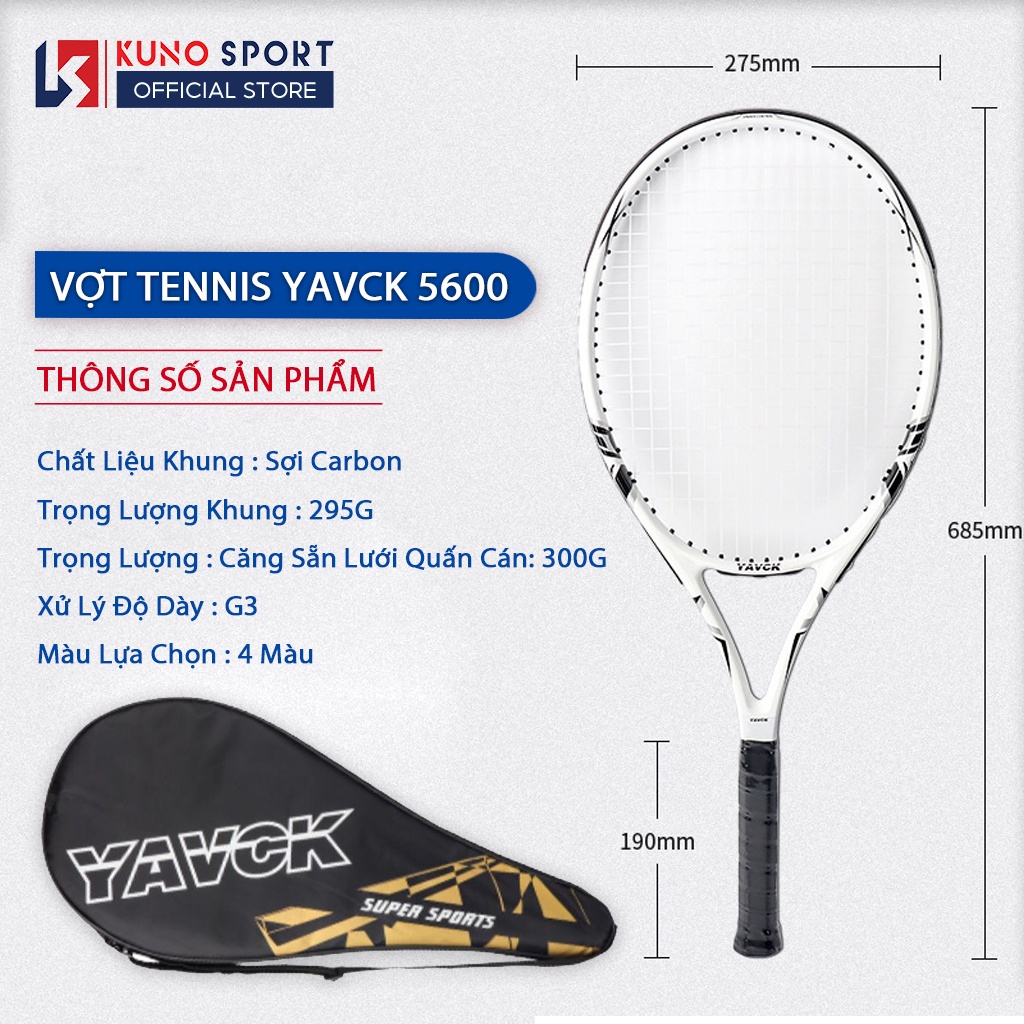 Vợt Tennis CROSSWAY YAVCK 5600 Sợi Carbon Cho Người Mới Chơi Tặng Kèm Bóng Và Đế Luyện Tập