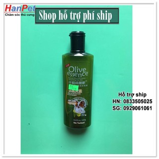 Hỗ trợ Ship-  -Sữa tắm tinh dầu ô liu chó mèo - Sữa tắm OLIVE - 450ml loại Trị ve rận, bọ chét  (hanpet 359e) - dầu gội