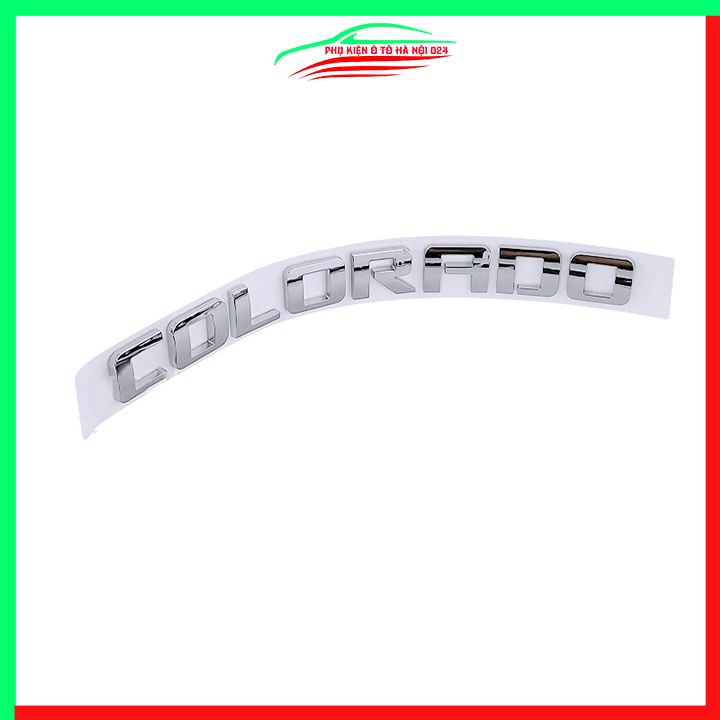Tem dán capo, logo chữ nổi dán xe ô tô 3D màu bạc COLORADO