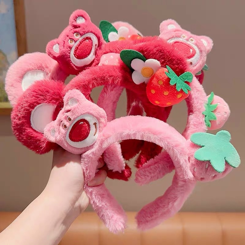 Băng đô,cài tóc hình gấu dâu hồng siêu xinh xắn đáng yêu