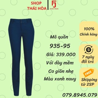 Quần tây nữ vải mềm đứng quần màu xanh navy Thái Hoà 79 935
