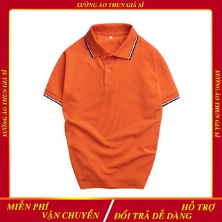 Áo Thun Cổ Trụ Vải Cá Sấu Thái 4 chiều màu Cam (Có size người lớn và trẻ em)