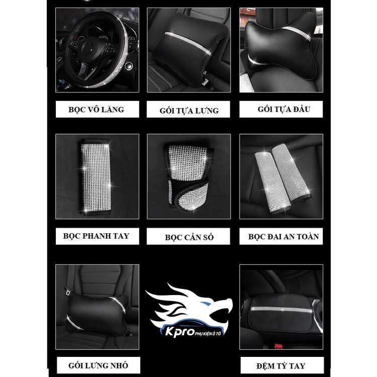 Bọc vô lăng đính đá, Gối tựa đầu ô tô đính đá, gối tựa lưng ô tô đính đá - Hàng Kpro chất lượng cao | BigBuy360 - bigbuy360.vn
